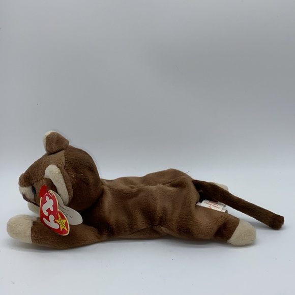 Ty Pounce Beanie Baby Brown Cat Plush Stuffed Animal with Hang Tag - Picture 6 of 13